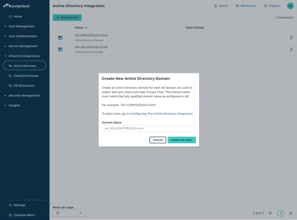 Directory integrations with JumpCloud