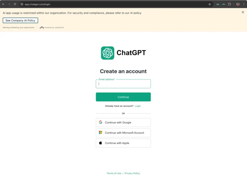 Warning in JumpCloud SaaS Management